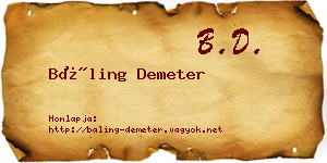 Báling Demeter névjegykártya